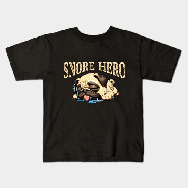 Pug Snoring Kids T-Shirt by MunMun